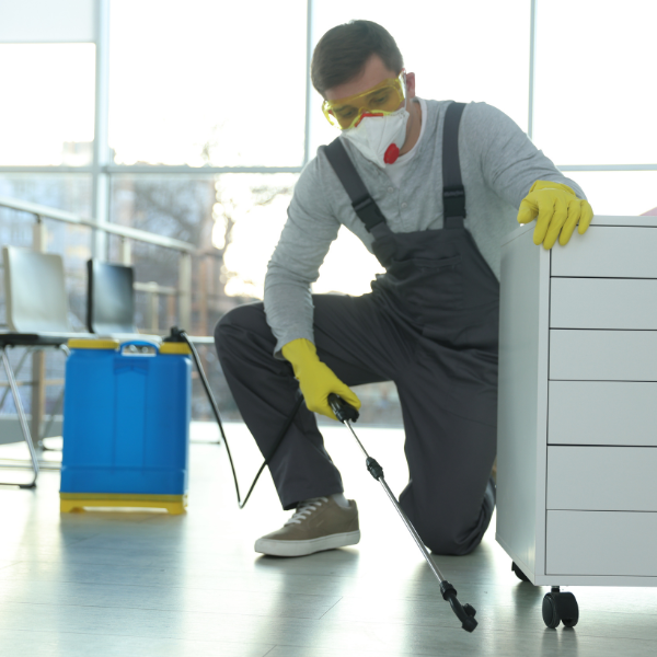 Pest technician inspecting rat droppings Melbourne